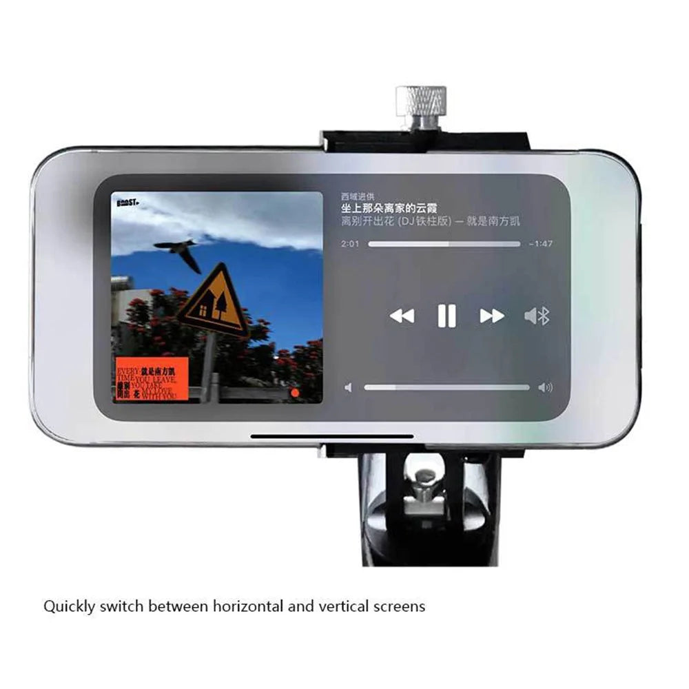 ENLEE Aluminum Alloy Bicycle Handlebar Stem Phone Holder Stand (Rotation Design) - Black - 2