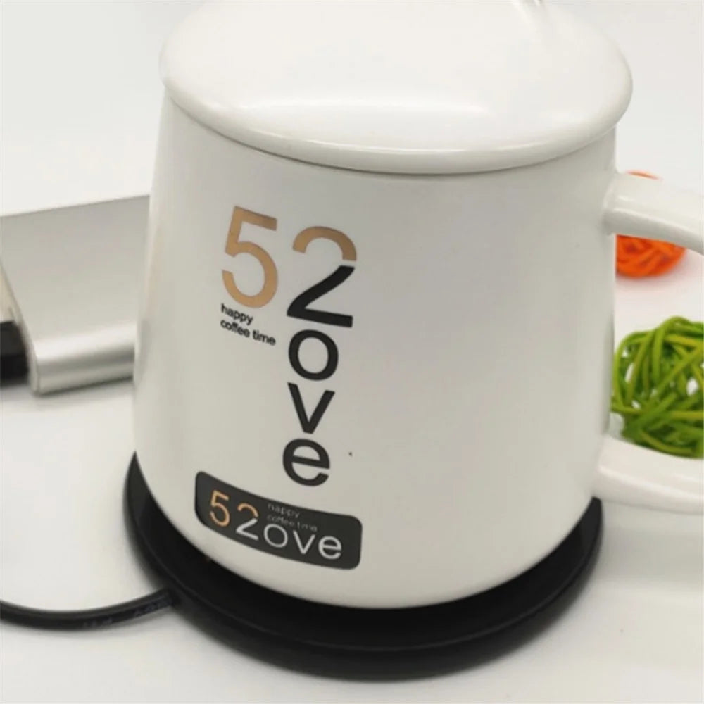 A308 USB Cup Mug Warmer with Indicator Light and Switch Cup Coaster Warmer Beverage Heater for Home Office - Black - 5