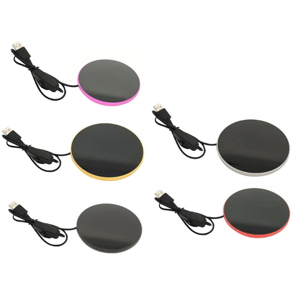 A308 USB Cup Mug Warmer with Indicator Light and Switch Cup Coaster Warmer Beverage Heater for Home Office - Black - 7