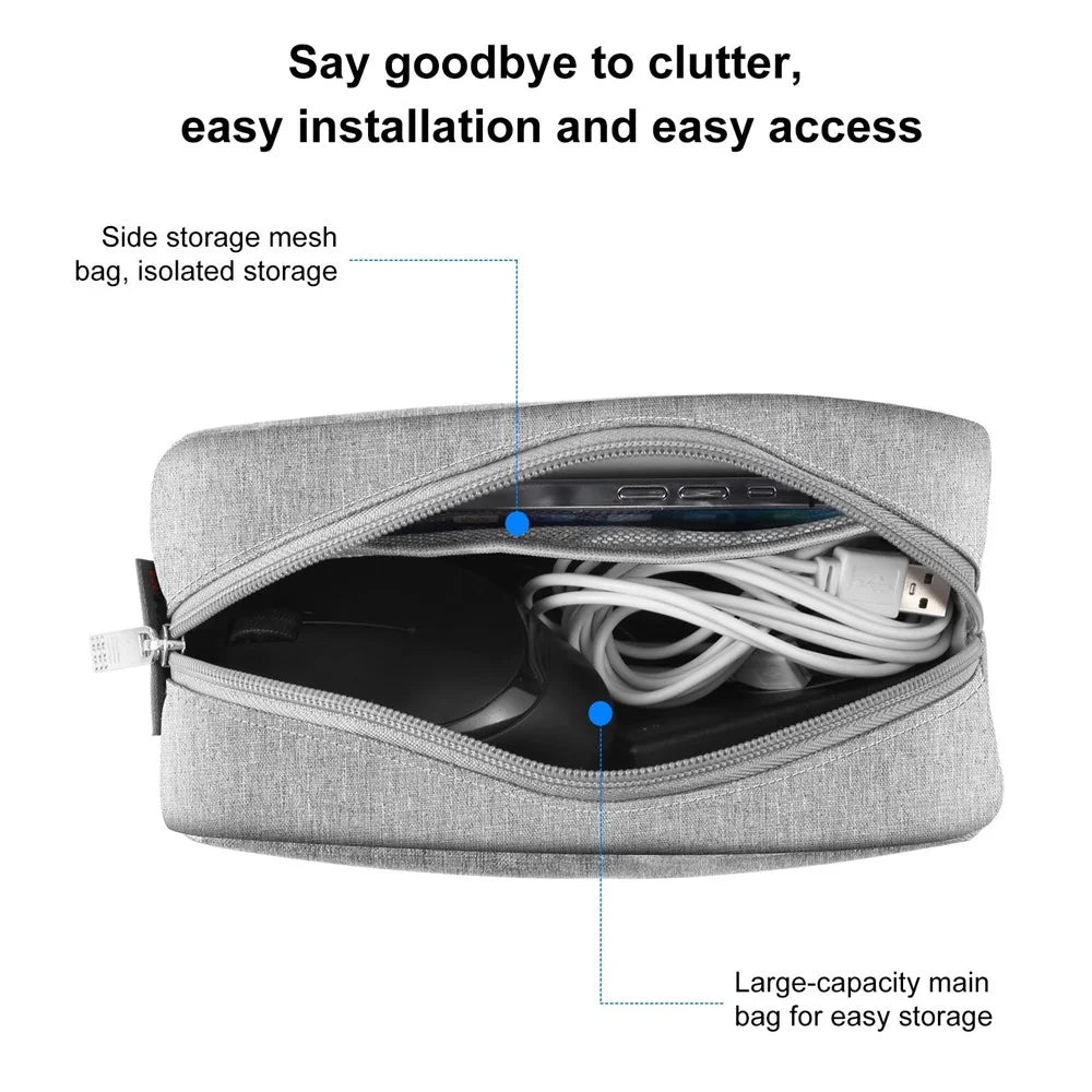 HAWEEL HWL2127 Digital Accessories Carrying Zipper Bag Water Resistant Data Cable Power Bank Storage Pouch - Grey - 3