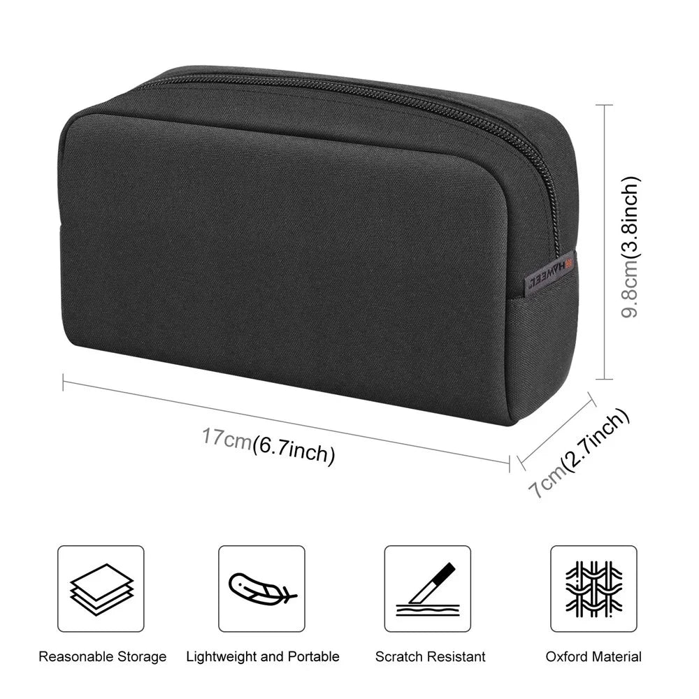 HAWEEL HWL2126 Portable Carrying Bag for Digital Accessories Water Resistant Zipper Bag Data Cable Power Bank Storage Pouch - Black - 6