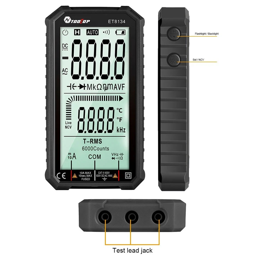TOOLTOP ET8134 4.7-inch LCD Digital Multimeter AC Direct Current Voltage Current Measure Capacitance Resistance Temperature Measuring Tool - 4