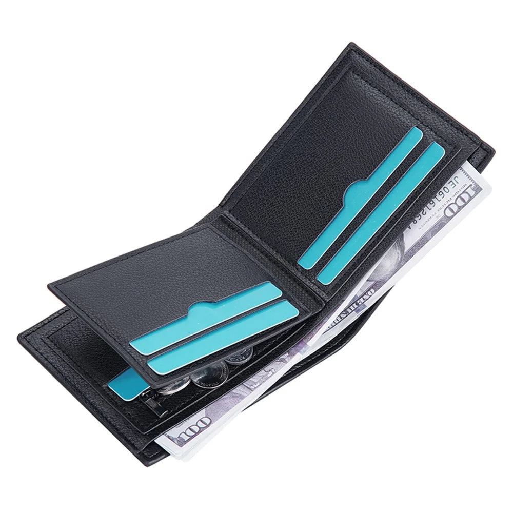 BAELLERRY D3043 Retro Contrast Color PU Leather Men Short Wallet Cards Cash Storage Bag - Black - 4