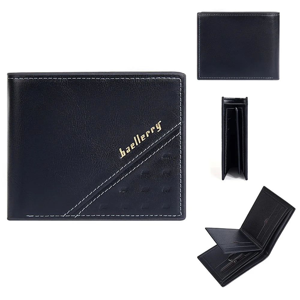 BAELLERRY D3045 Retro PU Leather Men Short Wallet RFID Blocking Cards Cash Carrying Bag - Black - 1