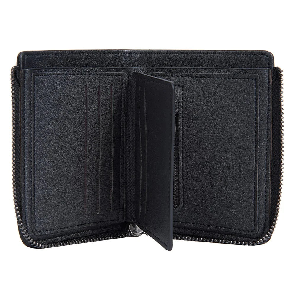 BAELLERRY D3049 Business PU Leather Men Bi-Fold Wallet RFID Blocking Zipper Coin Purse - Black - 5
