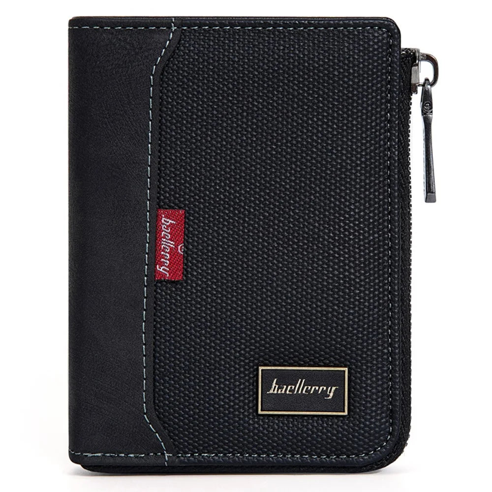 BAELLERRY D3047 Business Men Short Wallet RFID Blocking PU Leather Zipper Purse - Black - 2