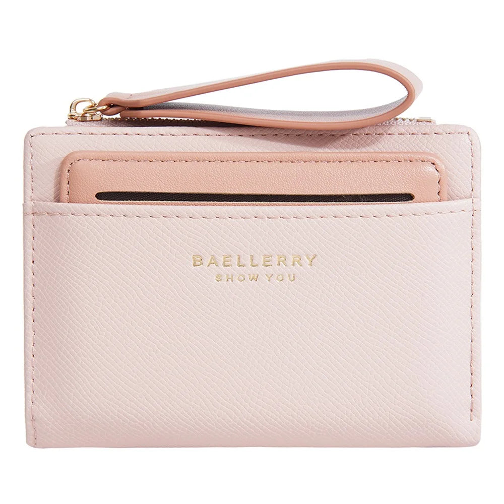 BAELLERRY N8335 Stylish Women Short Wallet PU Leather Zipper Pocket Coin Purse with Separate Card Holder - Pink - 2