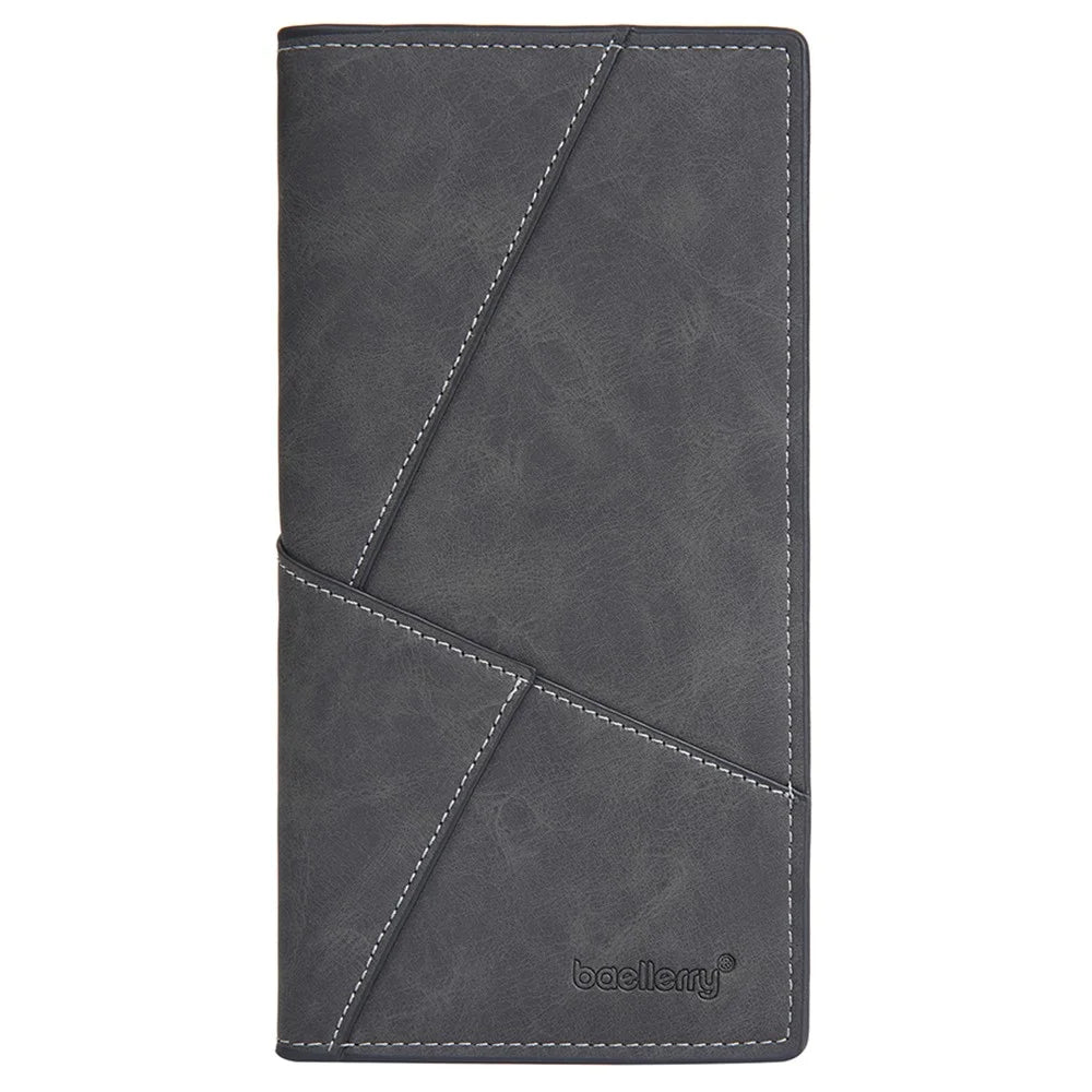 BAELLERRY C3070 Frosted PU Leather Long Wallet Men Large Capacity Cash Cards Holder with Zipper Pocket - Black - 2