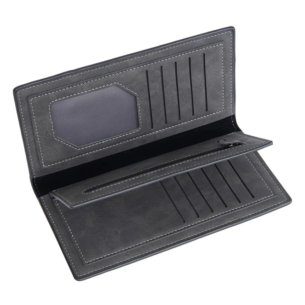 BAELLERRY C3070 Frosted PU Leather Long Wallet Men Large Capacity Cash Cards Holder with Zipper Pocket - Black - 4