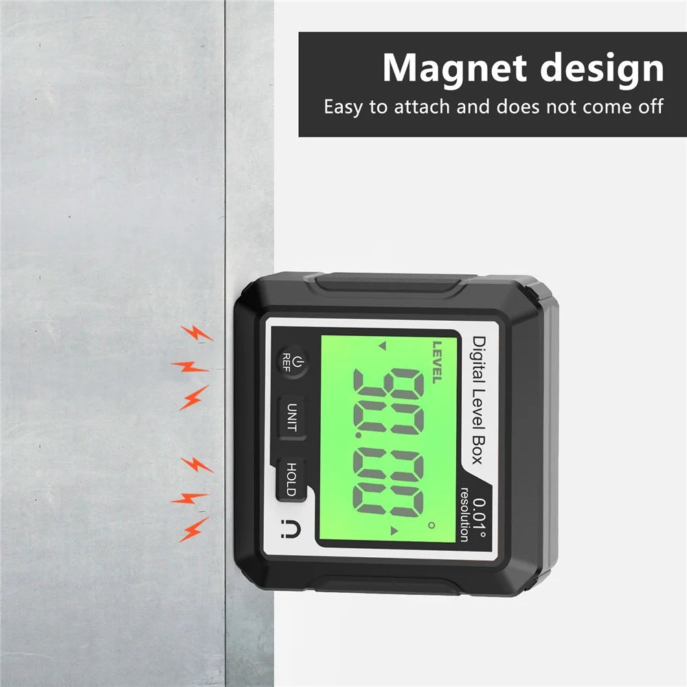 JD10 Digital Level Box Mini Angle Finder Magnetic Base LCD Bevel Gauge Inclinometer for Carpentry, without Bubble - Black+White - 4