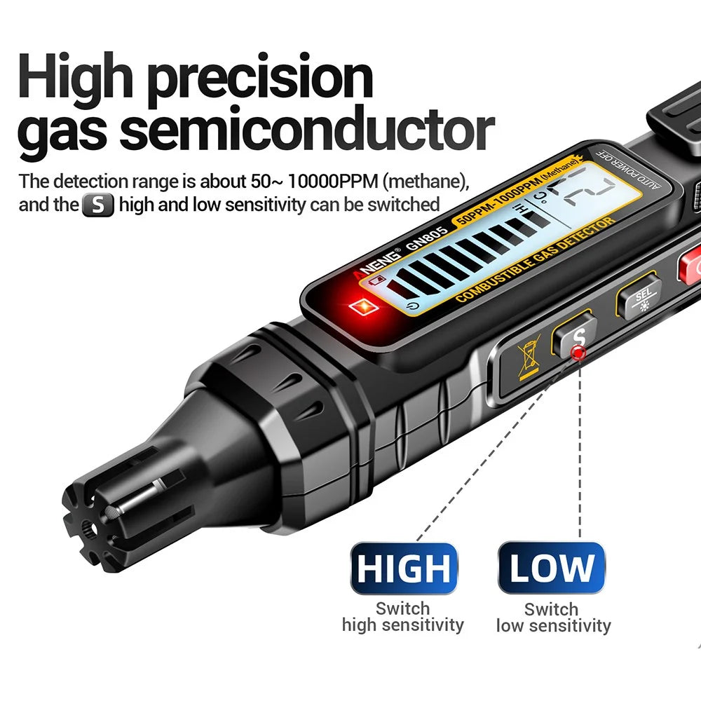 ANENG GN805 LCD Screen Combustible Gas Detector Sound Light Alarm Gas Leakage Tester - 6