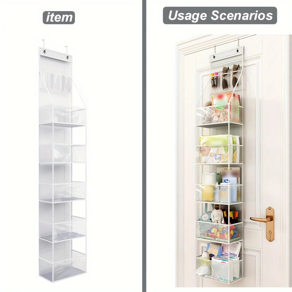 Non-Woven Fabric 6 Layer Storage Bag Wall Door Back Hanging Underwear Handbag Toy Organizer - White - 3
