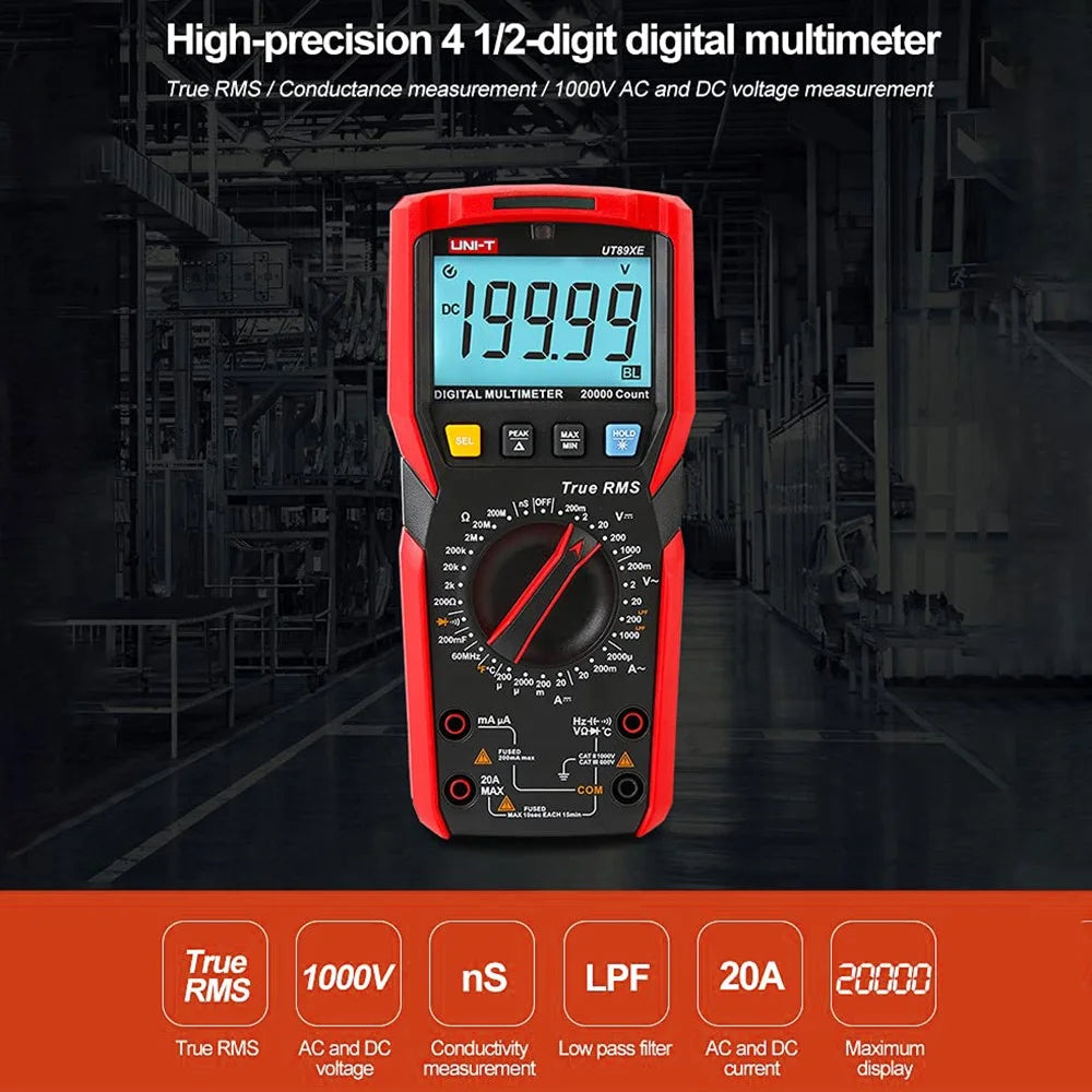 UNI-T UT89XE Digital Multimeter Professional Tester True RMS Manual Range DC AC Voltmeter Ammeter (No Battery) - 4