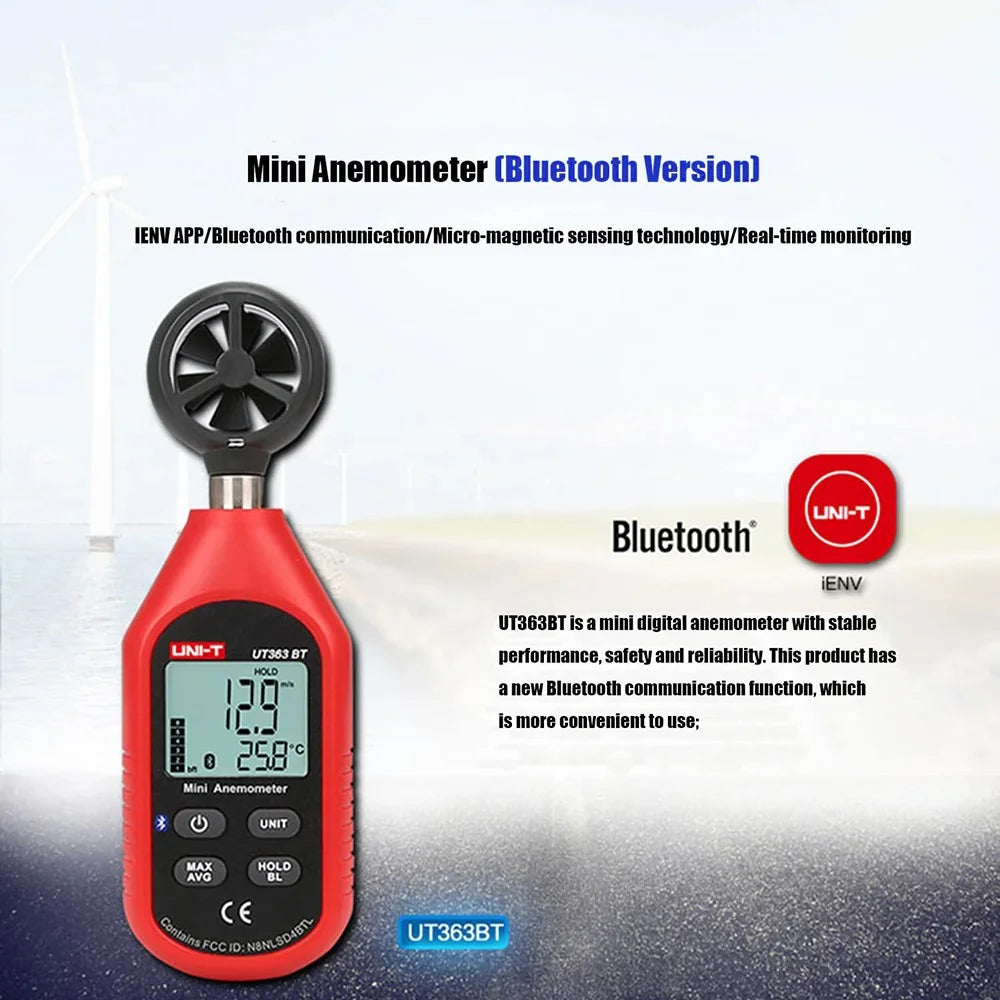 UNI-T UT363BT 0~30m / s Wind Speed Tester Digital Mini Anemometer Sensor with Backlight (No Battery) - 3