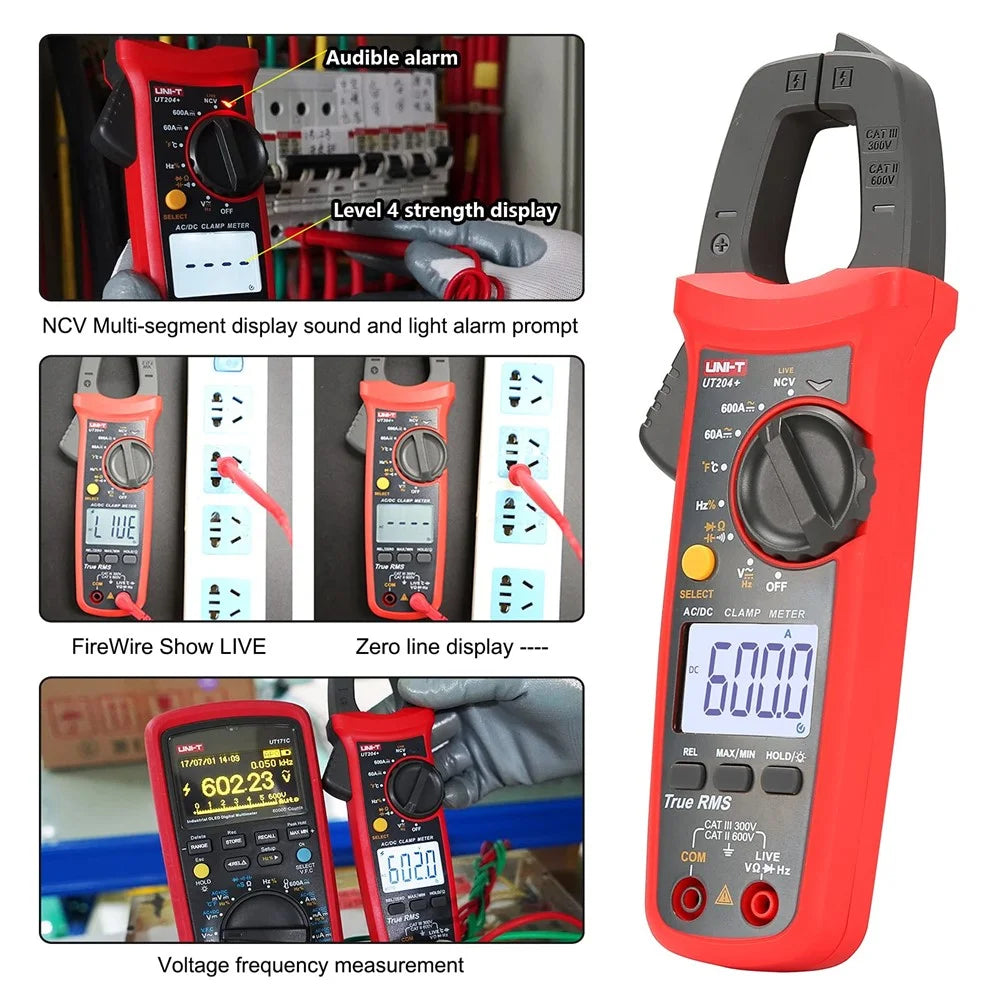 UNI-T UT204+ Digital Multimeter with Auto Range AC DC Current Clamp Meter NCV Measurement Tool (No Battery) - 3