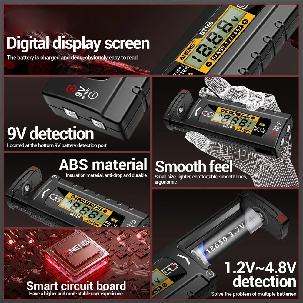 ANENG BT169 Battery Power Tester Digital Display AA AAA Lithium Battery Voltage Tester - 4