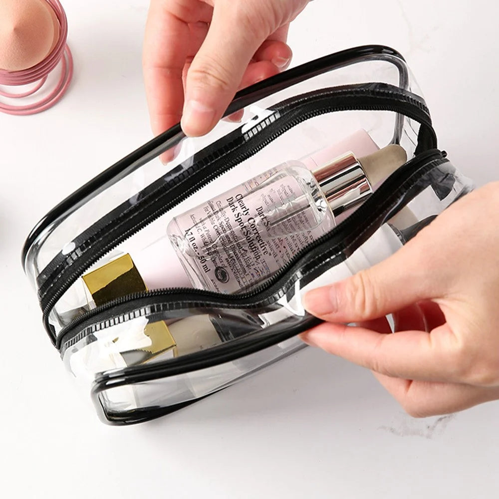 4Pcs Travel Makeup Organizer PVC Waterproof Cosmetic Toiletry Pouch Zipper Storage Bag - 2