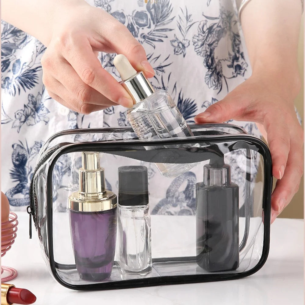 4Pcs Travel Makeup Organizer PVC Waterproof Cosmetic Toiletry Pouch Zipper Storage Bag - 5