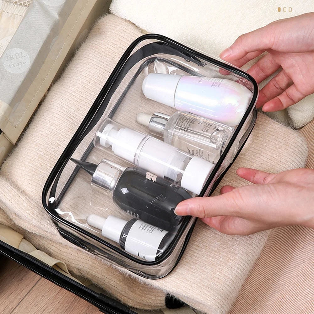 4Pcs Travel Makeup Organizer PVC Waterproof Cosmetic Toiletry Pouch Zipper Storage Bag - 7
