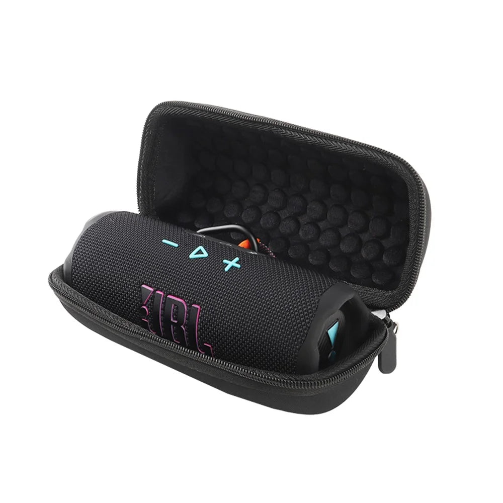 For JBL Flip 7 Speaker Case EVA Shockproof Storage Bag with Handle Strap / Shoulder Strap / Carabiner - Black - 5