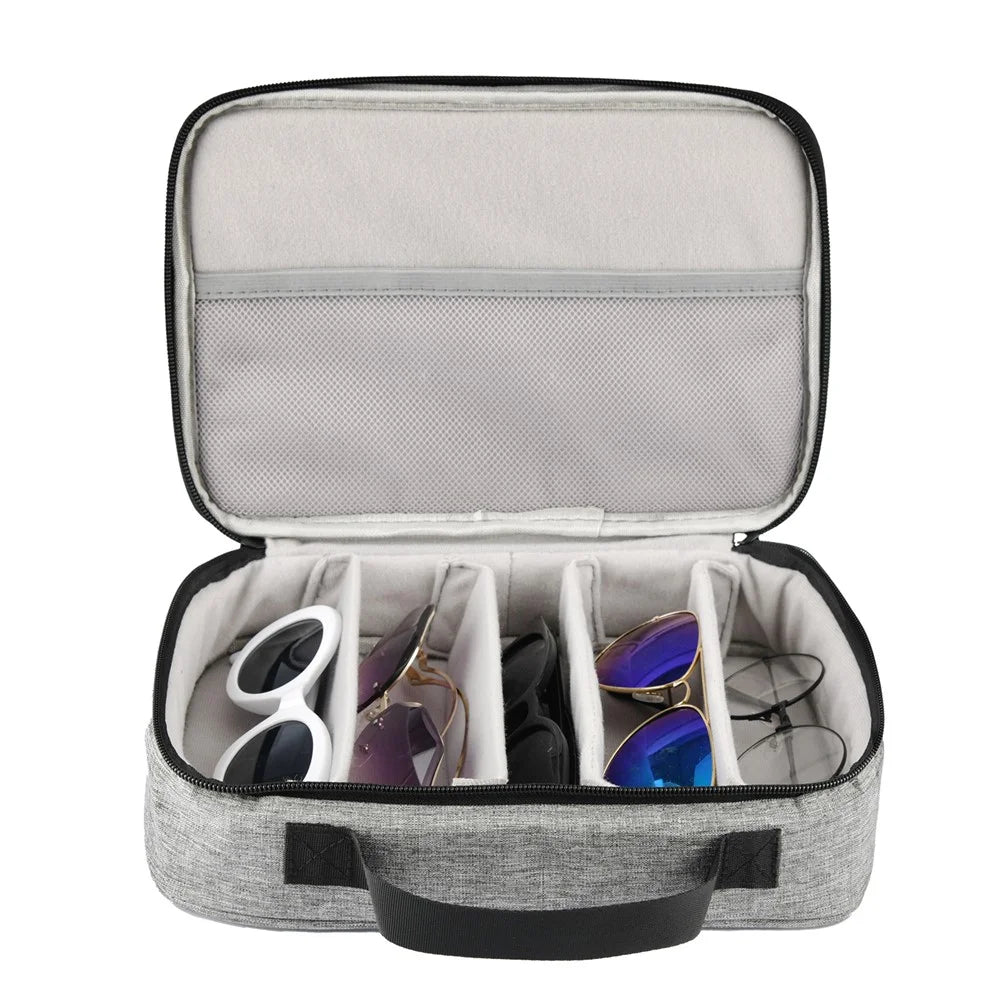 Adjustable Slots Glasses Storage Bag Sunglasses Eyewear Travel Organizer Polyester Pouch - 2