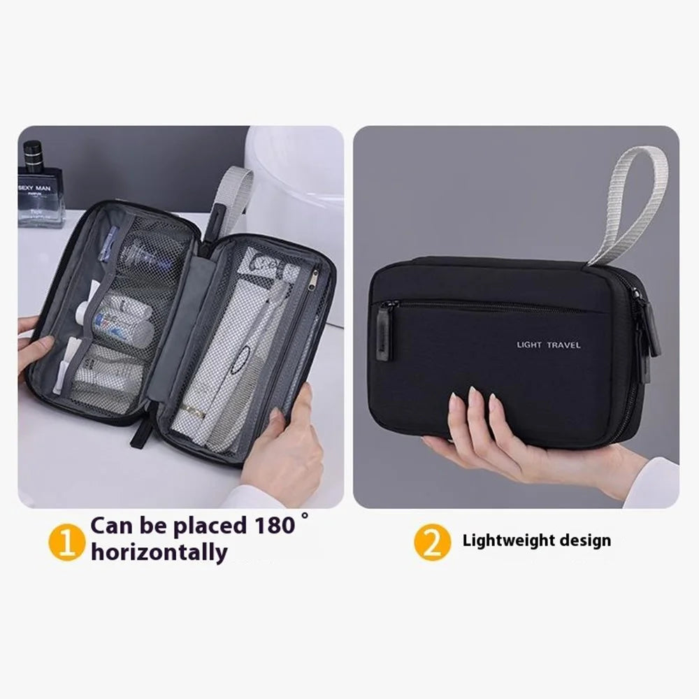 4038 For Men Portable Travel Toiletry Bag Oxford Cloth Waterproof Foldable Cosmetic Organizer, Size S - Black - 5