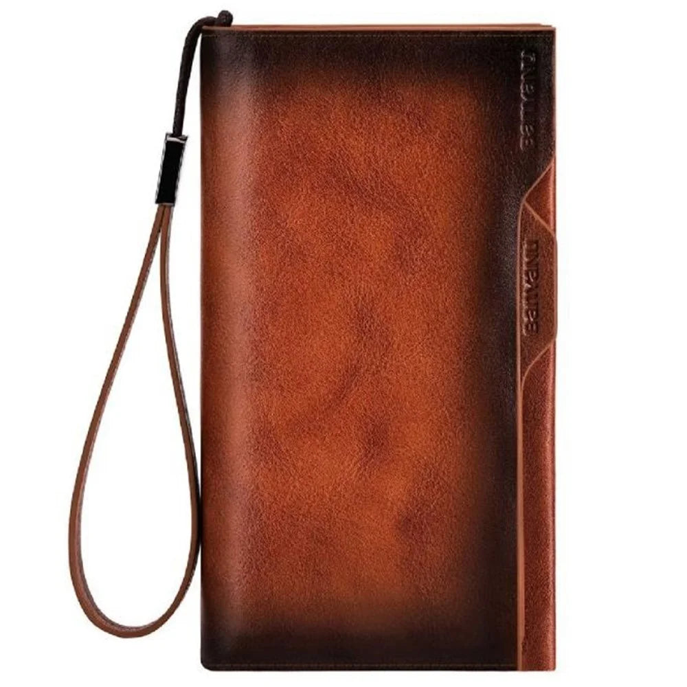 BANYANU N2043 Genuine Cow Leather Wallet RFID Blocking Vintage Cash Purse - Brown - 2