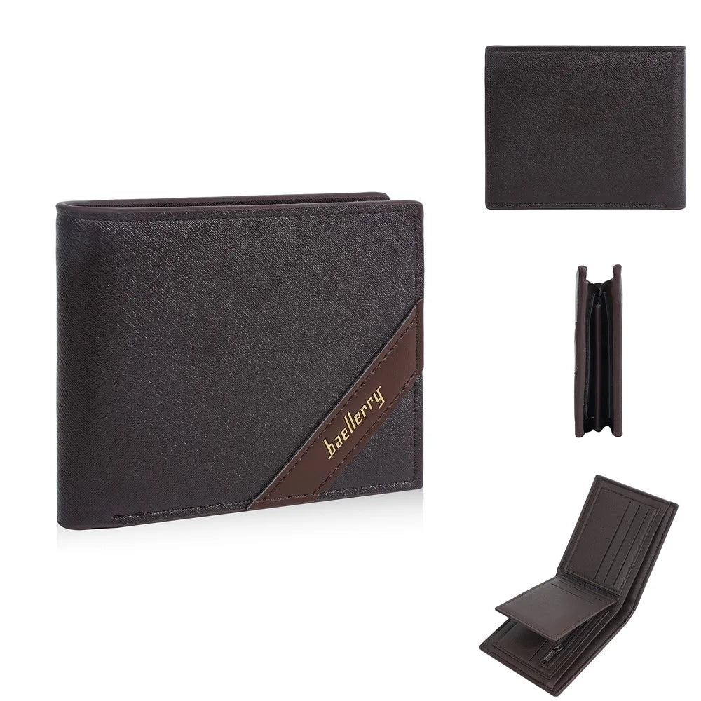 BAELLERRY D3066 RFID Blocking Zipper Wallet Business PU Leather Folding Money Bag - Coffee - 1