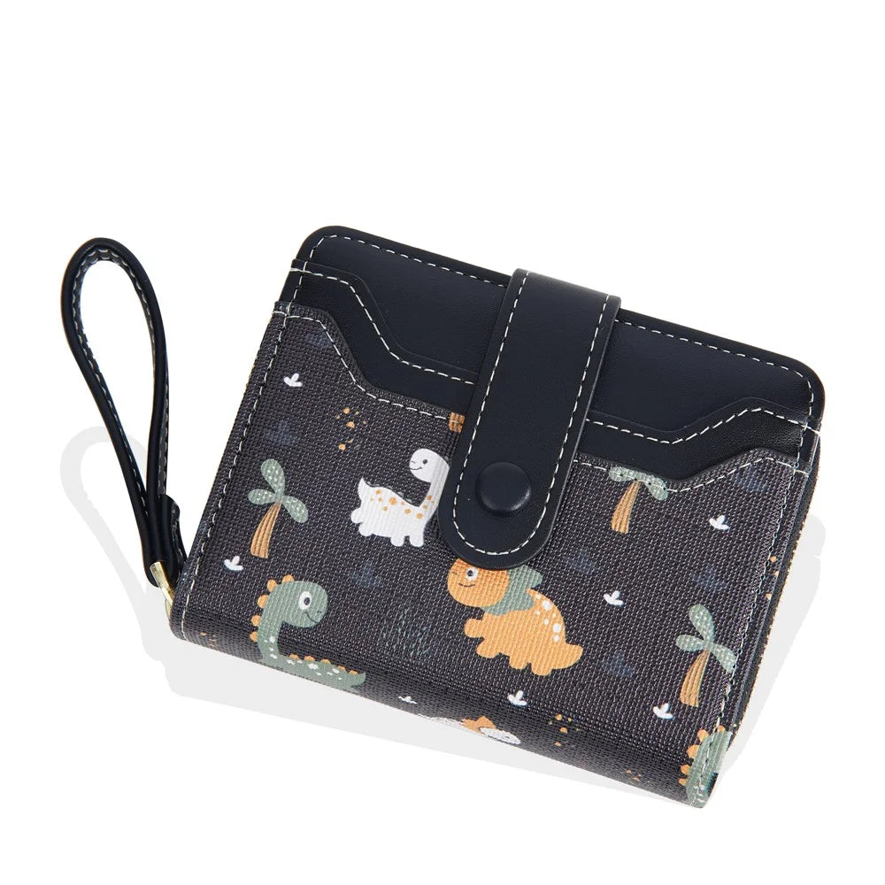 BAELLERRY N5587 Cute Cartoon Bear Button Wallet Zipper Coin Purse PU Leather Small Clutch - Black - 3