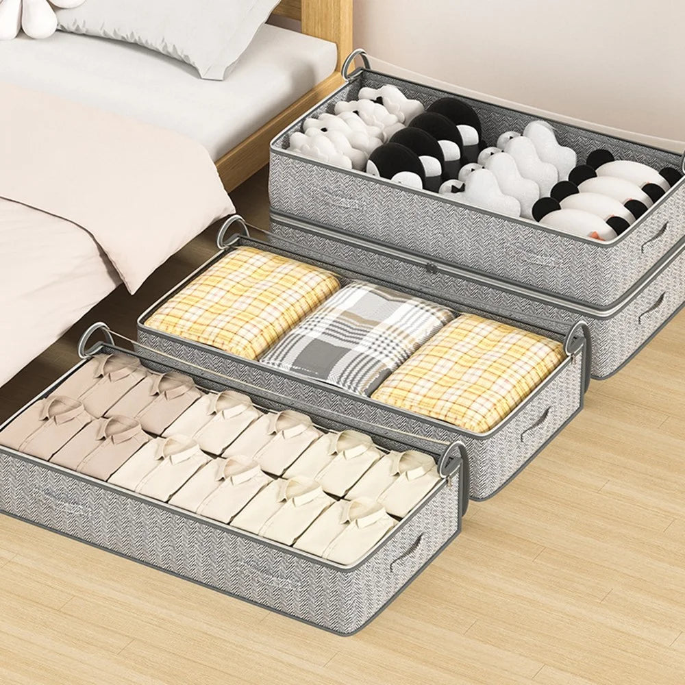 H18 Transparent Window Under Bed Storage Bag Non Woven Fabric Dustproof Organizer for Clothes Blankets Pillows, 100 x 50 x 18cm - 6