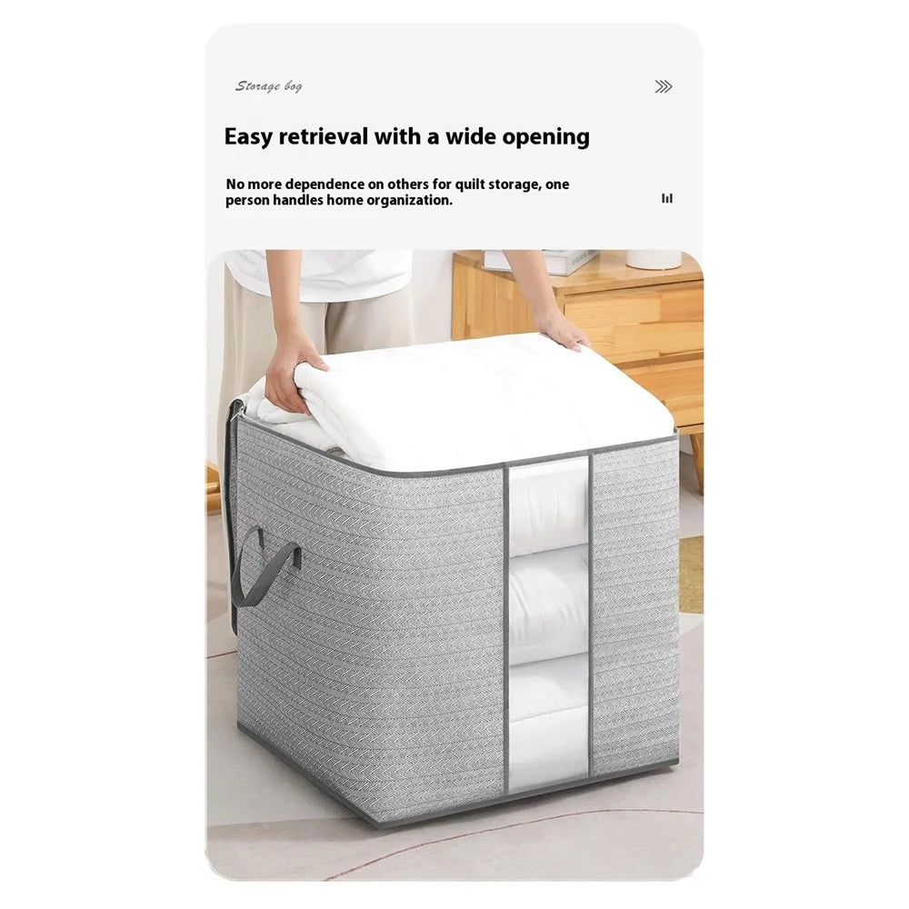 Size L Transparent Window Non Woven Fabric Storage Bag for Clothes Bedding Organizer, 48 x 44 x 48cm - 5