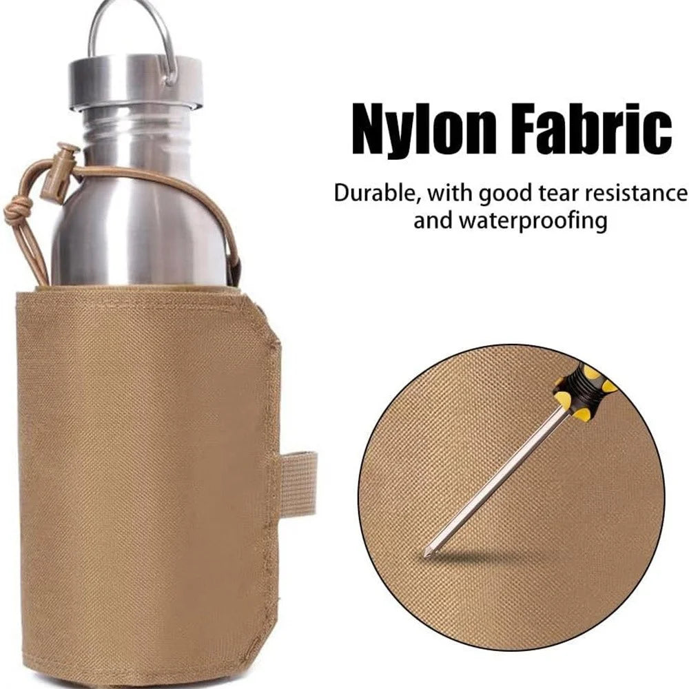 Adjustable Nylon MOLLE Waist Water Bottle Holder for Running Cycling Outdoor Kettle Carrier - Khaki - 6