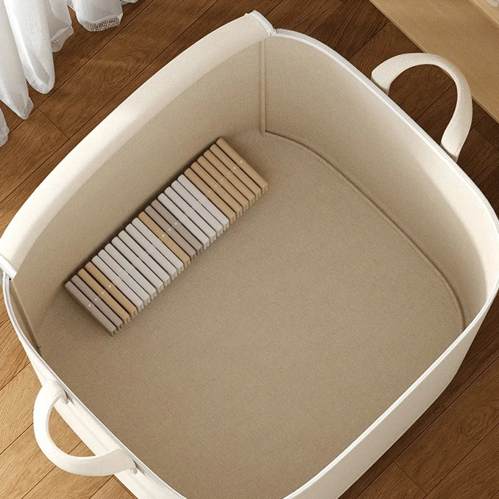 50 x 50 x 60cm Large Zippered Cotton Linen Storage Bag for Bedding Clothes Organizer Pouch - 2