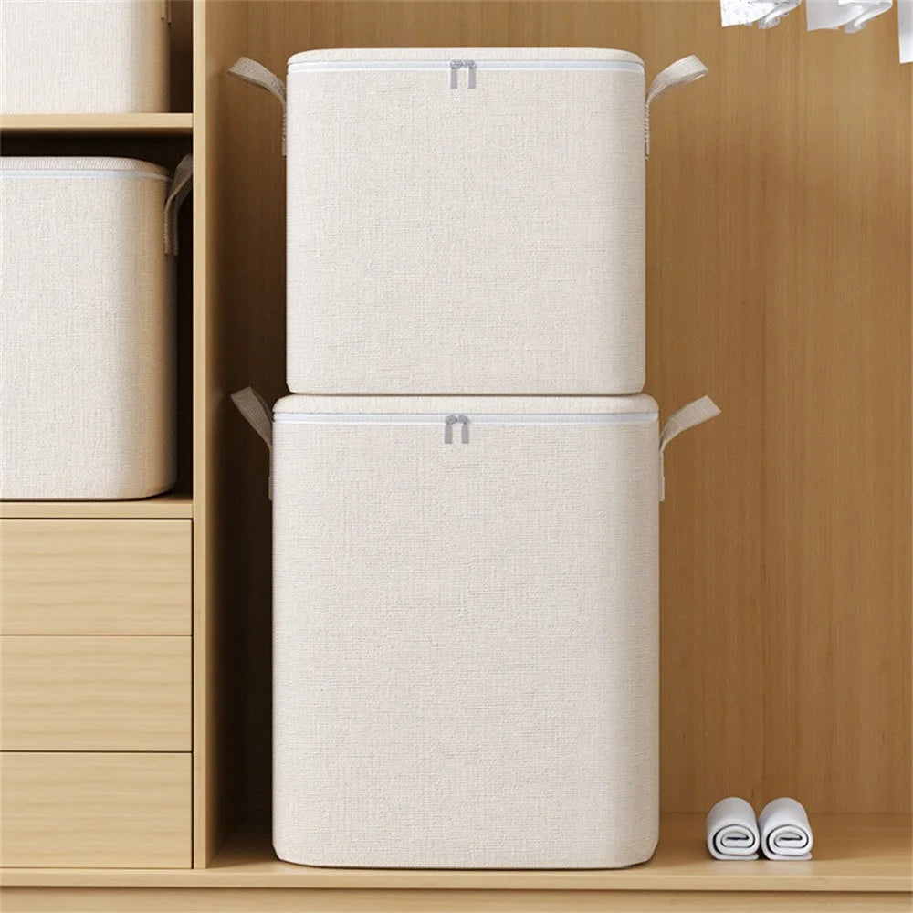 50 x 50 x 60cm Large Zippered Cotton Linen Storage Bag for Bedding Clothes Organizer Pouch - 6