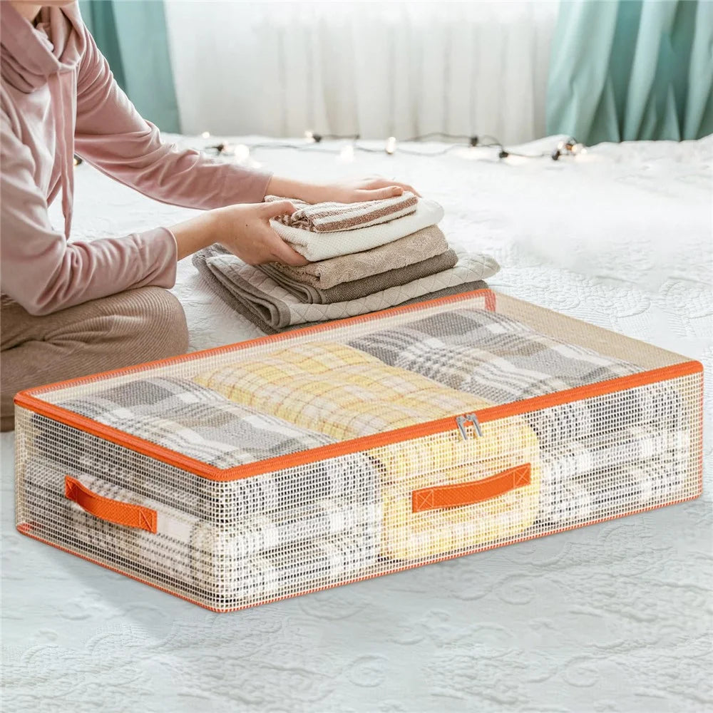 80 x 47 x 18cm Under Bed Storage Bag PVC Clear Organizer for Clothes Bedding Toys Dust-Proof - 3