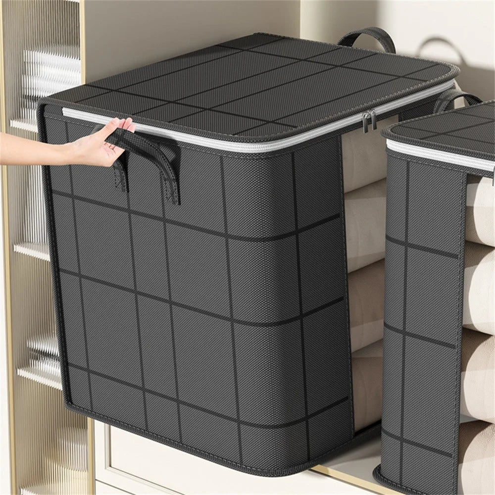 35 x 25 x 20cm Quilt Storage Bag Double Zipper Visible Window Clothes Container with Handle - 4