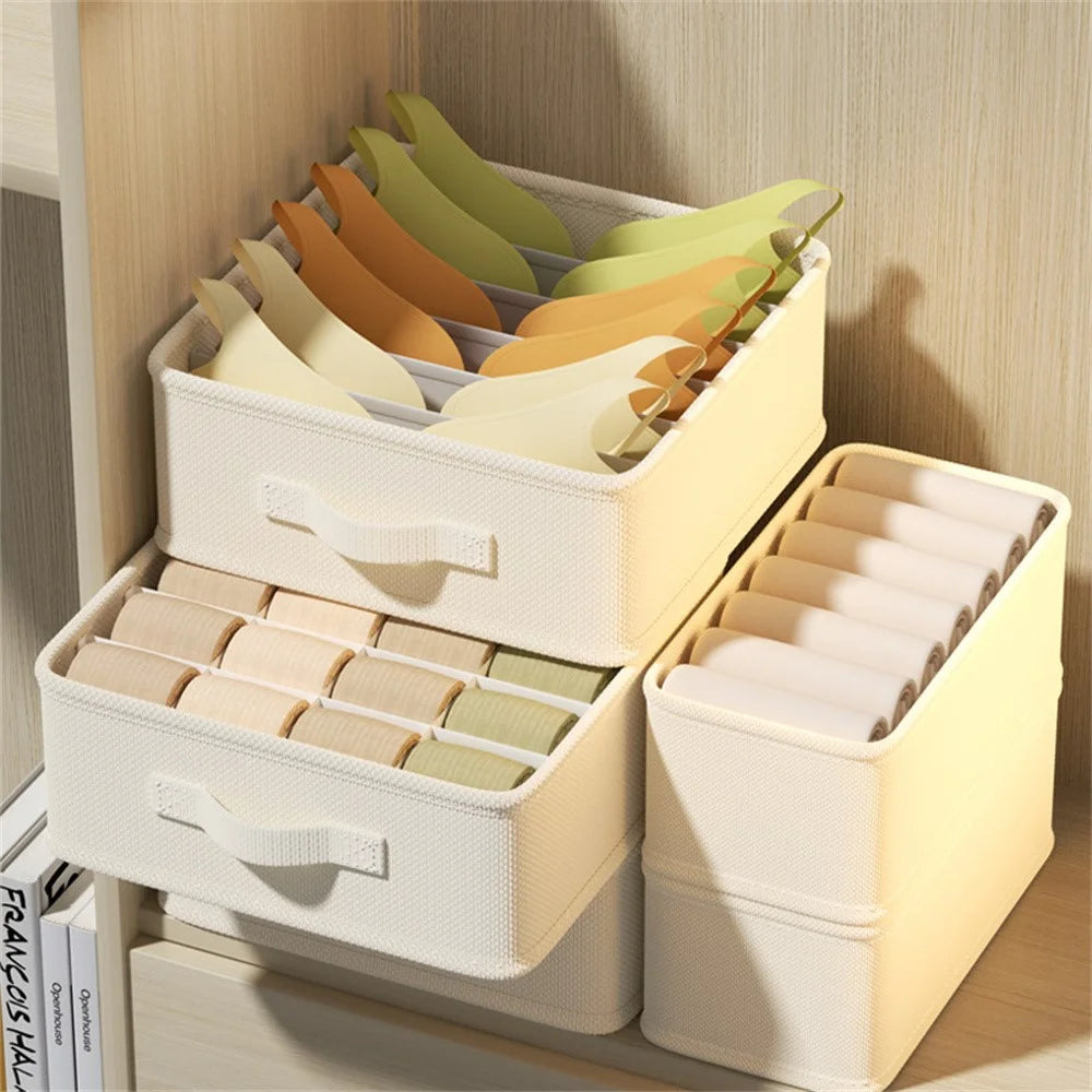 6 Compartments Drawer Storage Box for Bedroom Space Saving Foldable Underwear Organizer, 32 x 32 x 11cm - 2