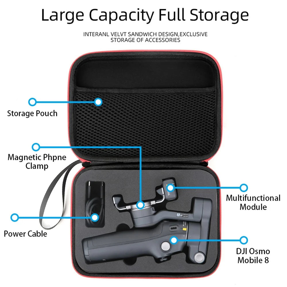 For DJI Osmo Mobile 8 Portable Carrying Case Gimbal Stabilizer Handheld Storage Bag Shock Resistant - Black - 4