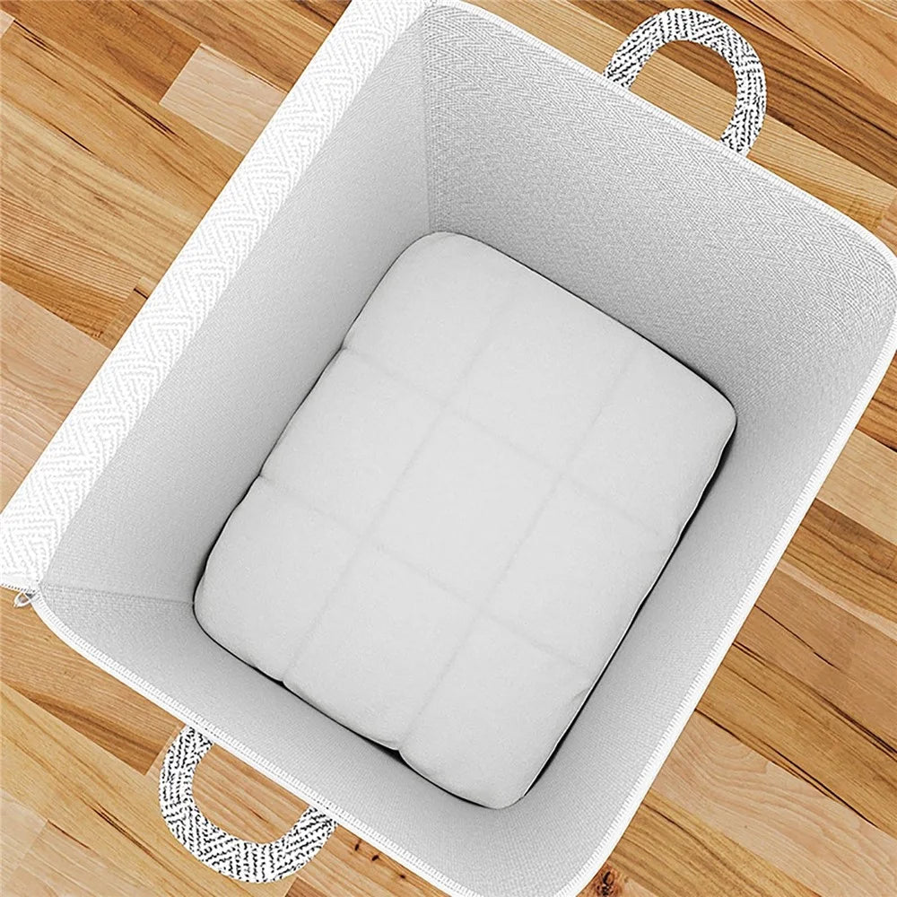 150L Large Capacity Storage Bag Foldable Clothes Quilt Organizer Moving Bag with Reinforced Handles and Dual Zippers (56×45×56cm) - 3