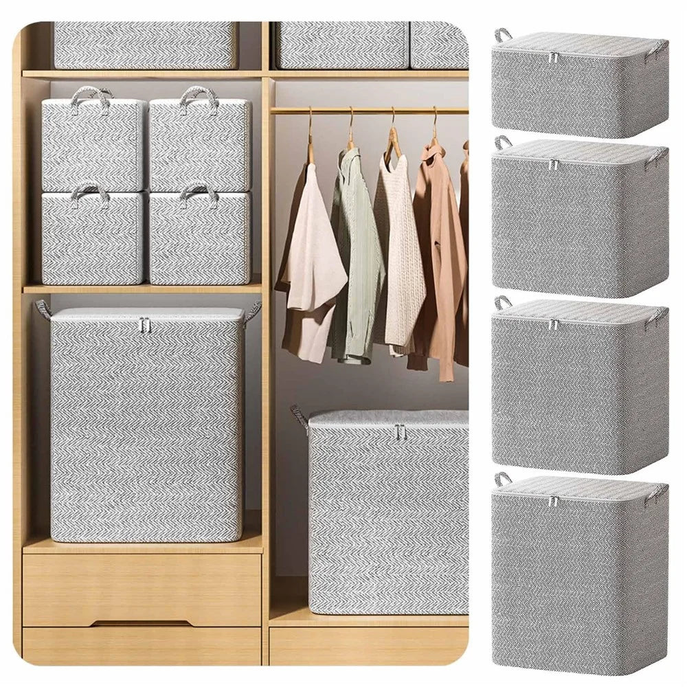 220L Large Capacity Clothes Storage Bag Non-Woven Fabric Quilt Organizer Foldable Moving Bag with Reinforced Handles and Dual Zippers (50×61×71cm) - 5