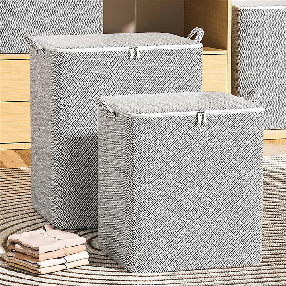 220L Large Capacity Clothes Storage Bag Non-Woven Fabric Quilt Organizer Foldable Moving Bag with Reinforced Handles and Dual Zippers (50×61×71cm) - 6