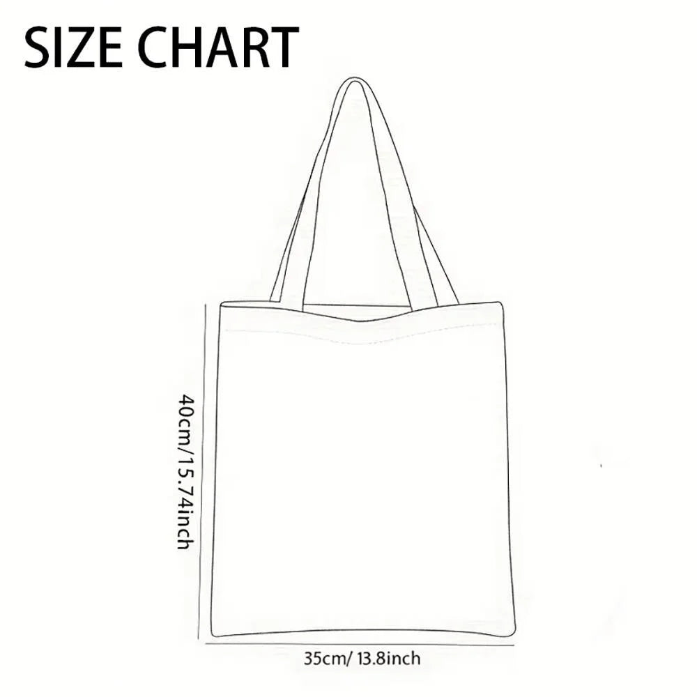 35x40cm Large Capacity Canvas Tote Bag Multi-functional Books Coffee Reading Print Reusable Shoulder Bag for Shopping Daily - 7