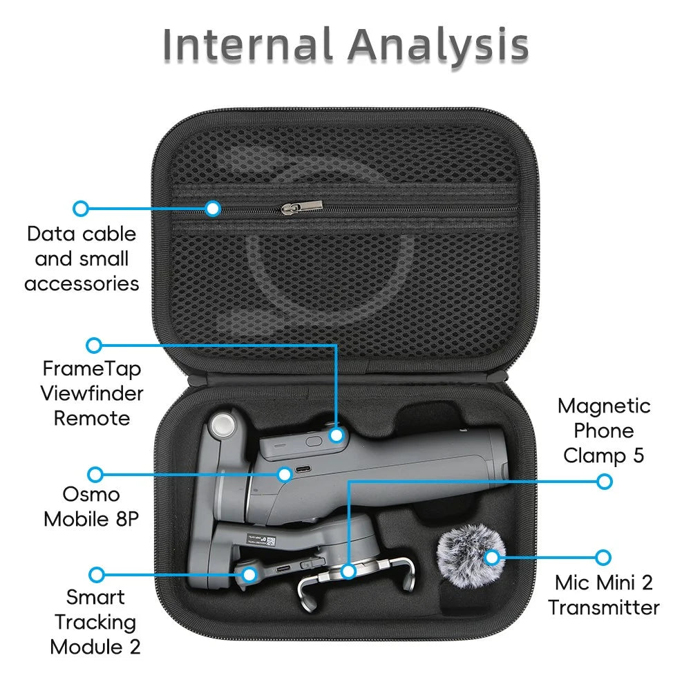 Storage Case for DJI Osmo Mobile 8P Portable Carrying Bag Lycra Hard Shell EVA Protective Cover - Black - 3