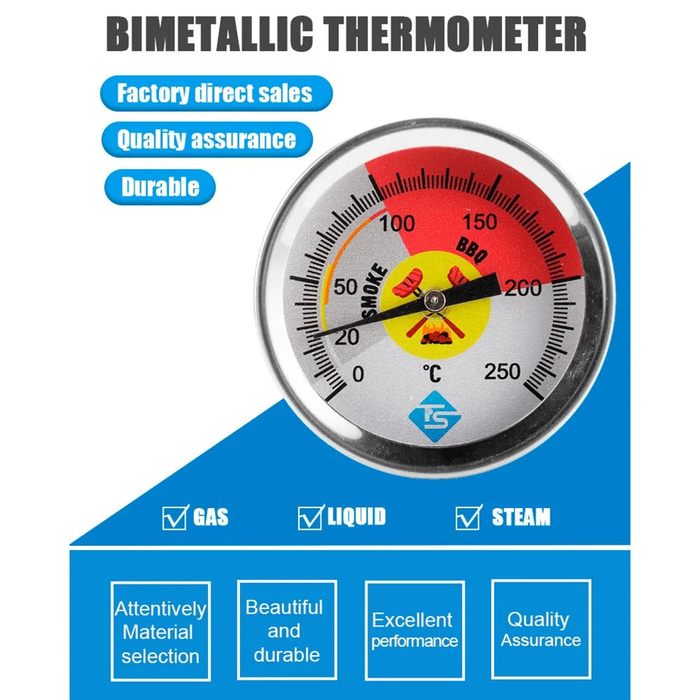 TS-BX63 Bimetallic Thermometer BBQ Oven Grill Industrial Boiler Round Digital Temperature Gauge - 2