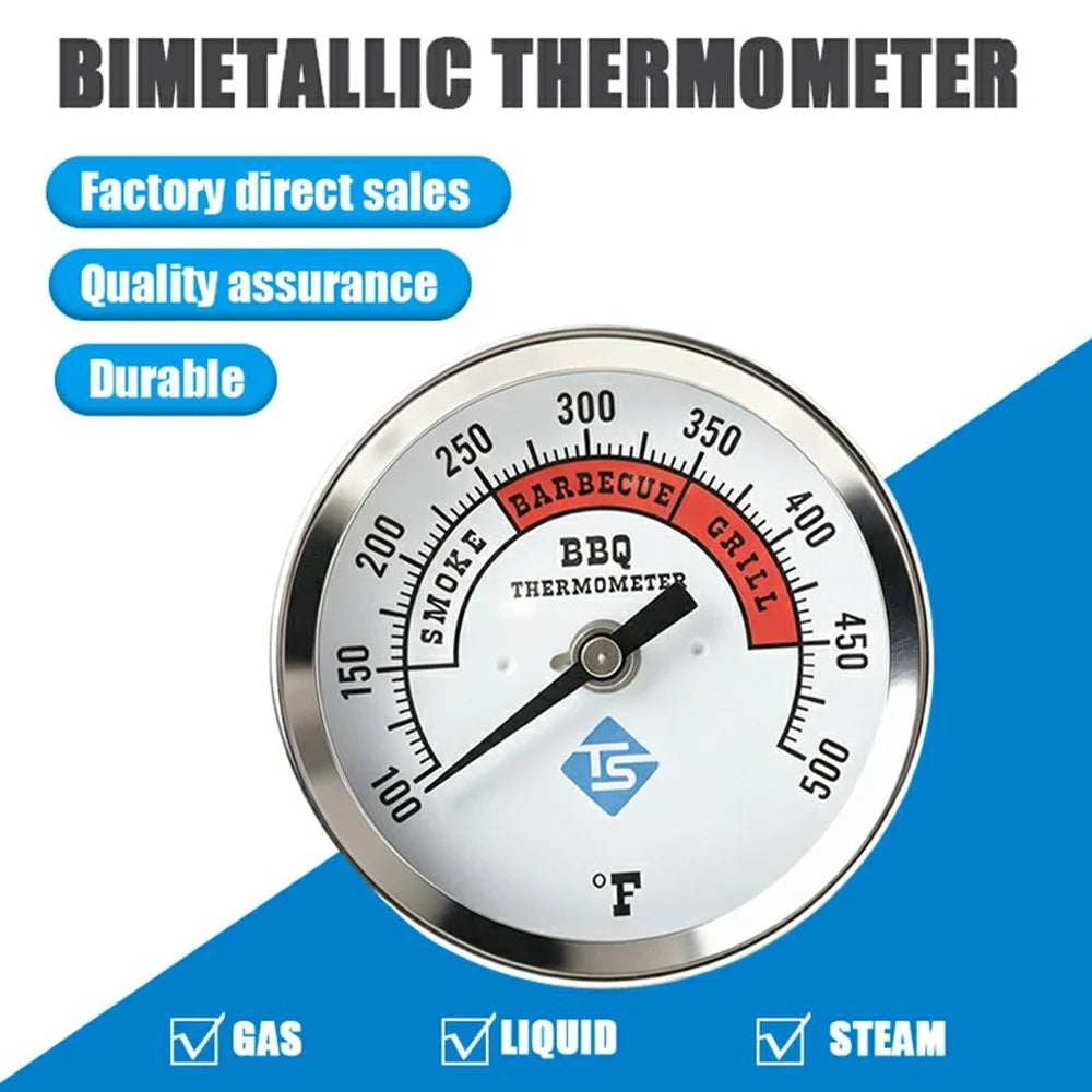 TS-BX85 Bimetallic Thermometer 100-500 Degrees Fahrenheit 83mm Dial Axial Mount for BBQ Grill Oven - 3