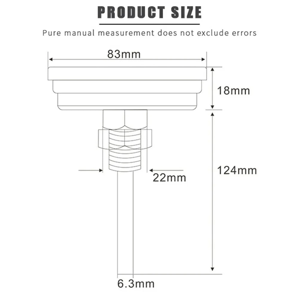 TS-BX86 Bimetallic Thermometer 83mm Dial 100-500 Degrees Fahrenheit Axial Mount for BBQ Grill Oven - 5