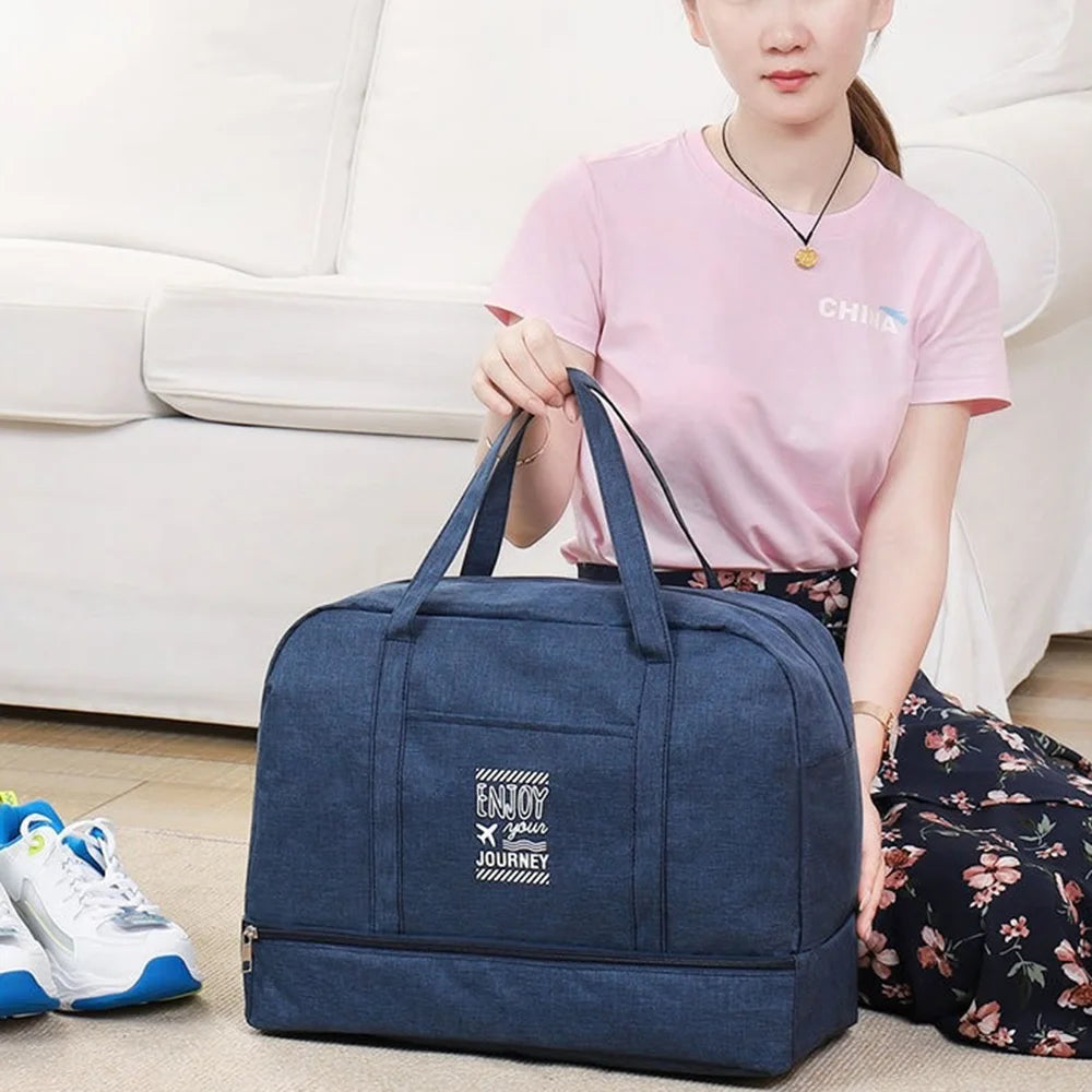 Size S Waterproof Travel Bag with Shoe Compartment Dry Wet Separation Fitness Bag for Gym Swimming - Gray - 7