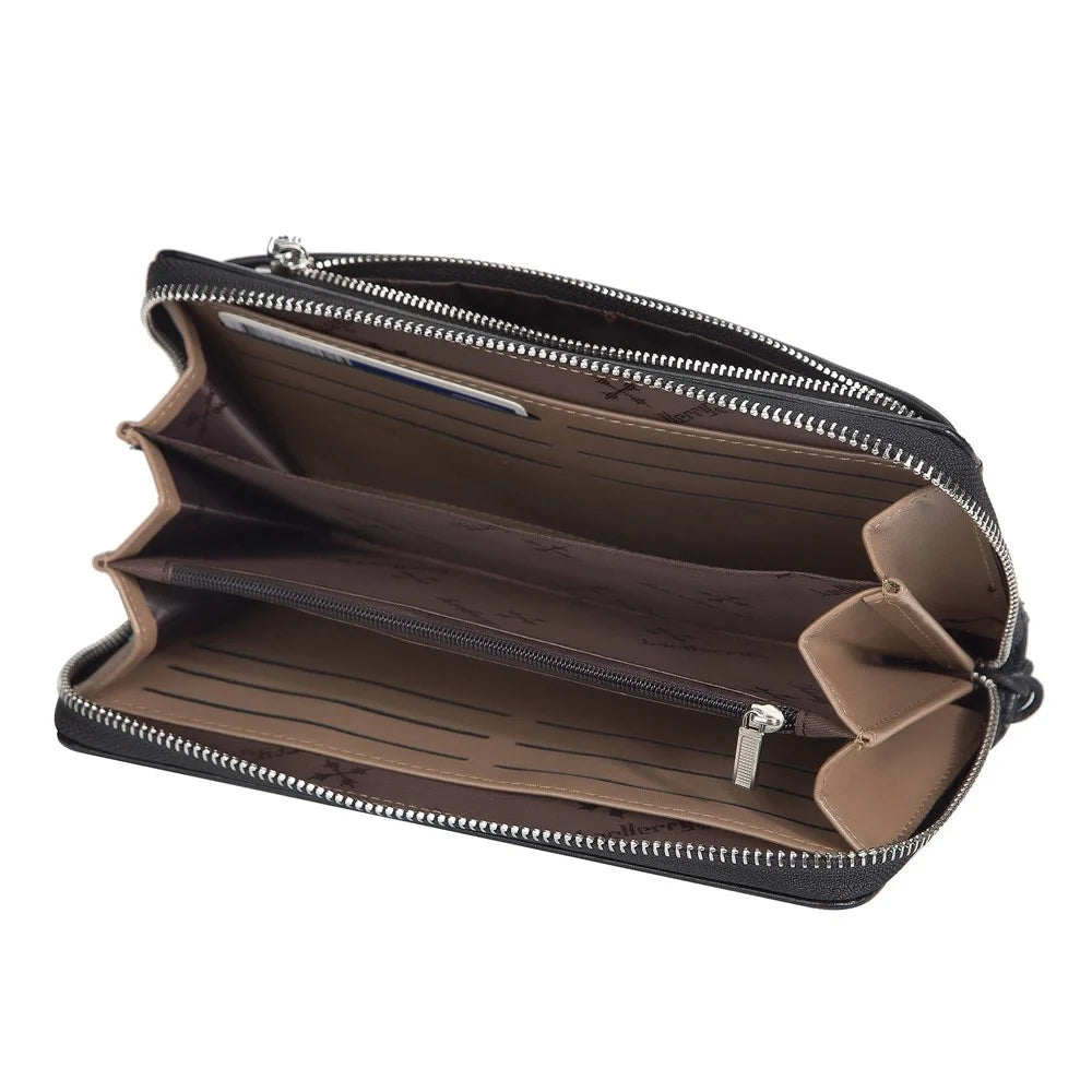 BAELLERRY S1081 PU Leather Men Clutch Bag Large Capacity Zipper Long Wallet with Wrist Strap - Black - 4