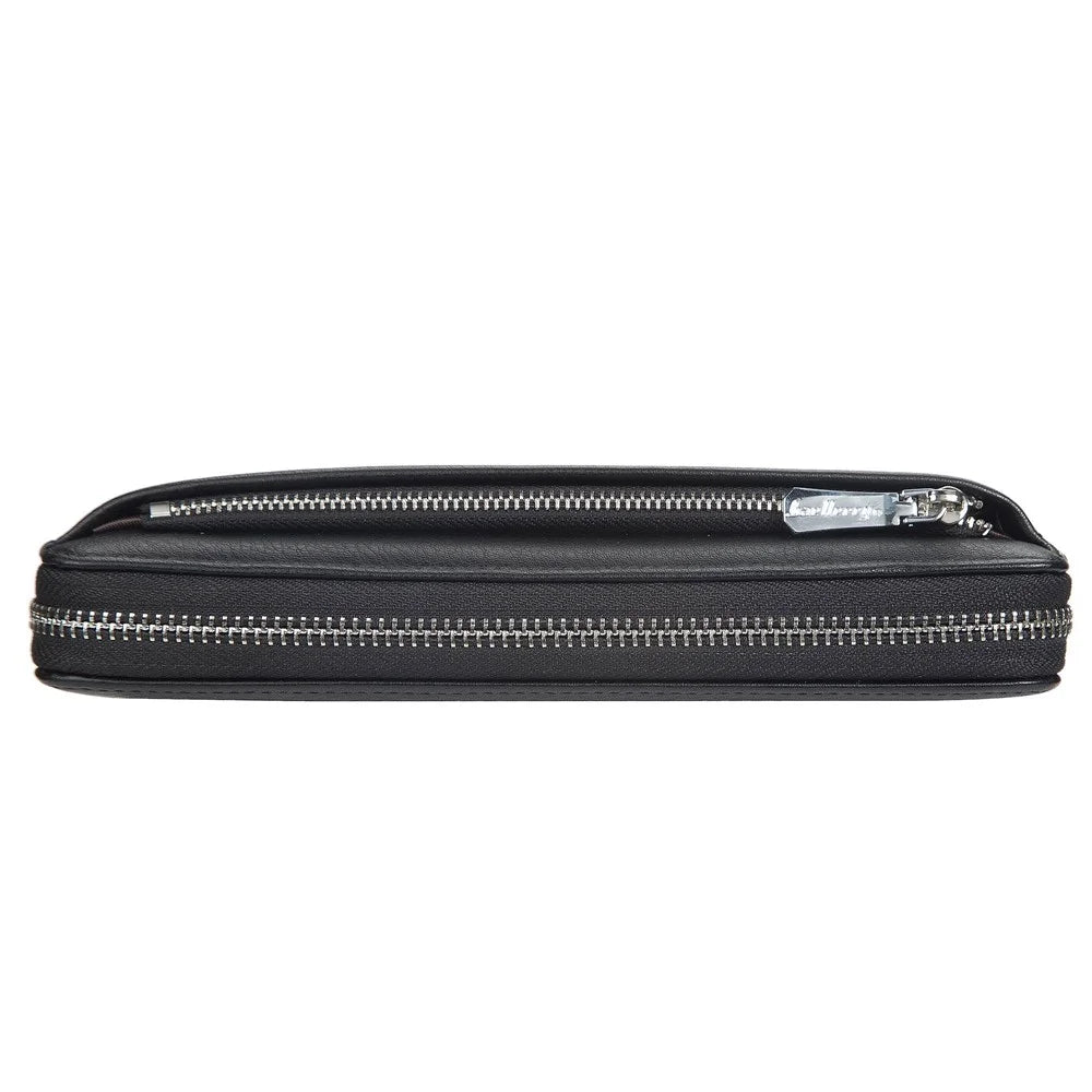 BAELLERRY S1081 PU Leather Men Clutch Bag Large Capacity Zipper Long Wallet with Wrist Strap - Black - 5