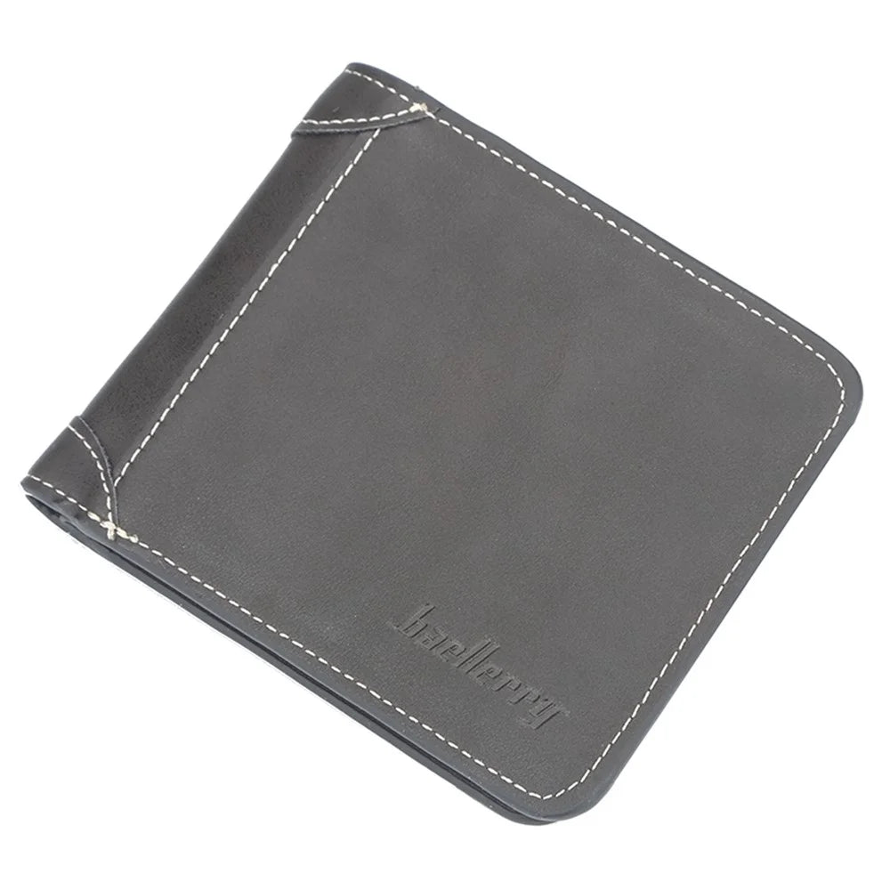 BAELLERRY D9150 Retro Men PU Leather Short Wallet Bi-fold Cards Cash Holder Bag - Black / Horizontal Type - 1